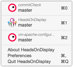 Heads On Display main menu